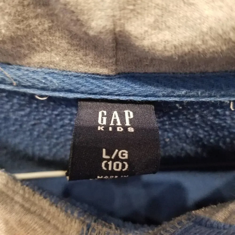 Vintage 90's GAP Boys Blue Hooded Pullover Sweatshirt L‎